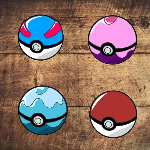 Set of 4 Pokeball Drinks Coasters